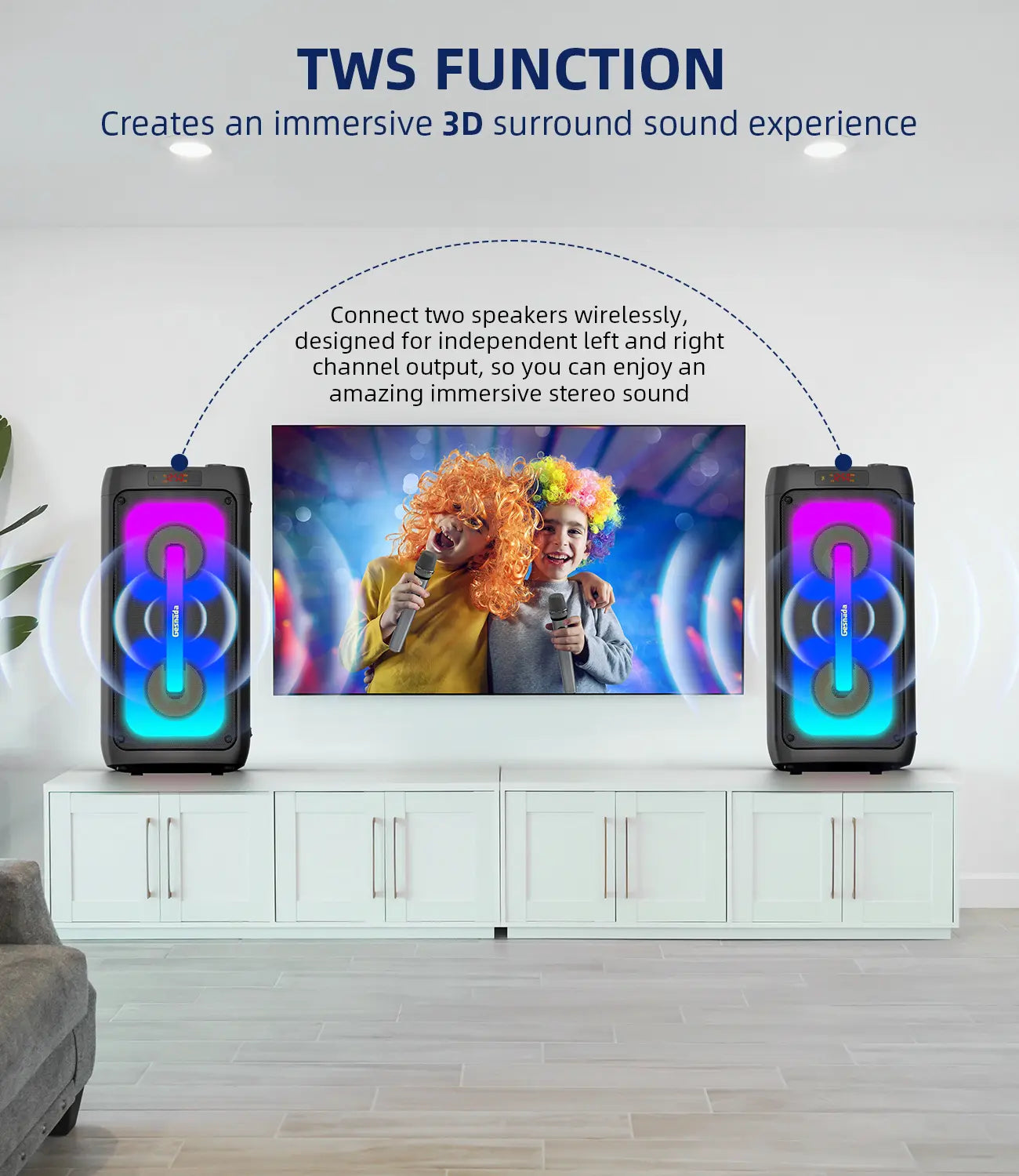 Karaoke Machine for Adults, Portable Bluetooth Speaker with 2 Wireless Microphones, Portable PA System with Disco Lights for Big Party, Outdoor, Ideal Gifts for Family, Music Lover