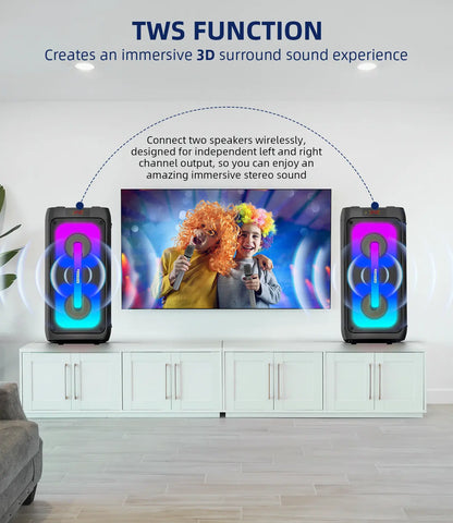 Karaoke Machine for Adults, Portable Bluetooth Speaker with 2 Wireless Microphones, Portable PA System with Disco Lights for Big Party, Outdoor, Ideal Gifts for Family, Music Lover