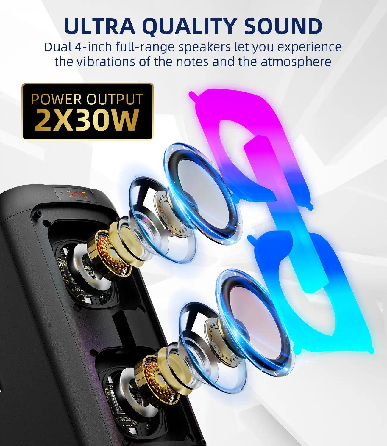 Karaoke Machine for Adults, Portable Bluetooth Speaker with 2 Wireless Microphones, Portable PA System with Disco Lights for Big Party, Outdoor, Ideal Gifts for Family, Music Lover